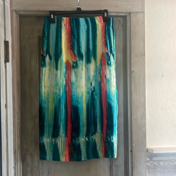 Alfini - Pop Art Knife Pleat Midi Skirt - multi colorful - size PM - Picture 1 of 5